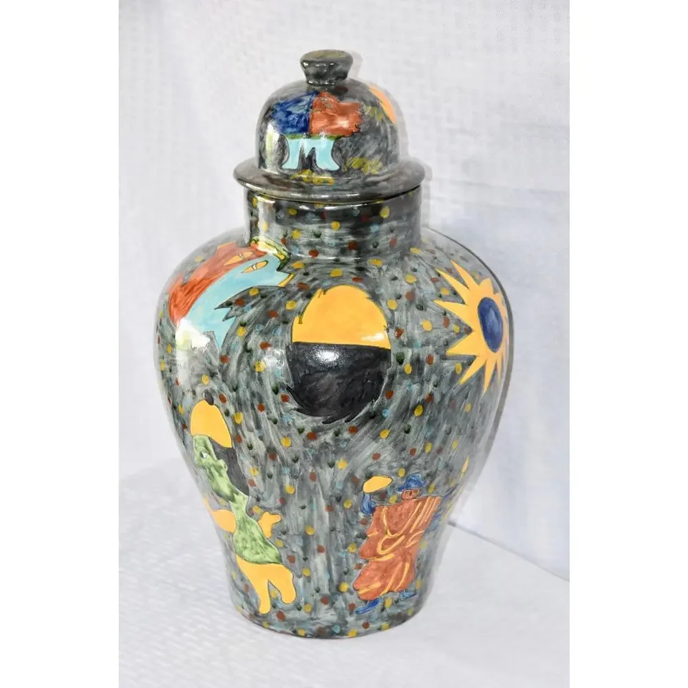 Mexican Fine Art Hand Painted Talavera Ginger Jar by Master Potter J. Vazquez